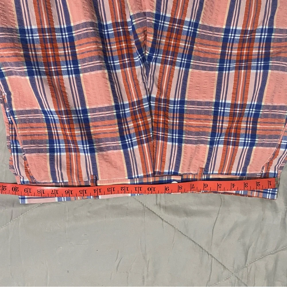 Linea Uomo Men’s Plaid Seersucker‎ Shorts Size 38 Coral and Blue